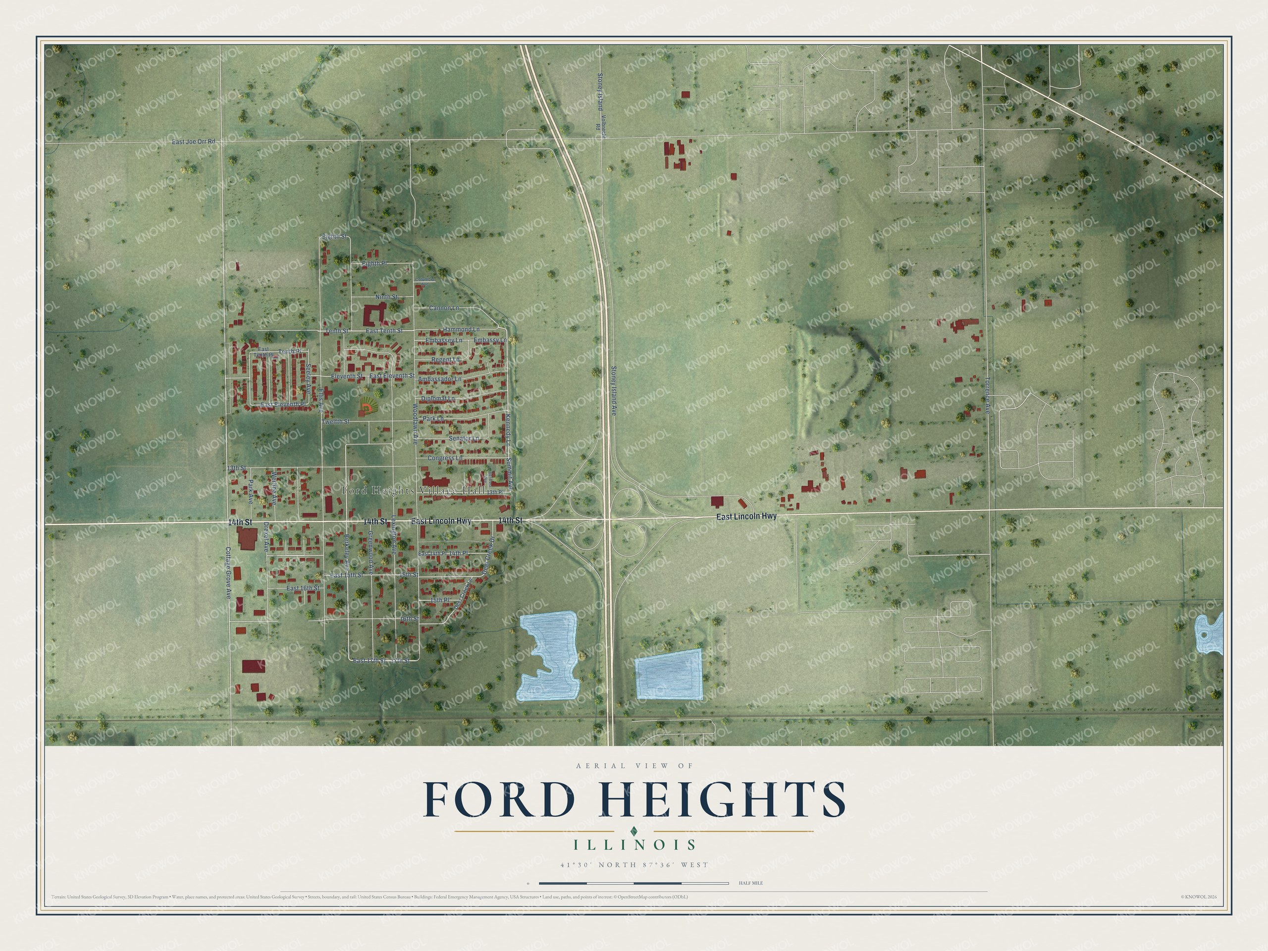 Watermarked full-map preview of Ford Heights, Illinois