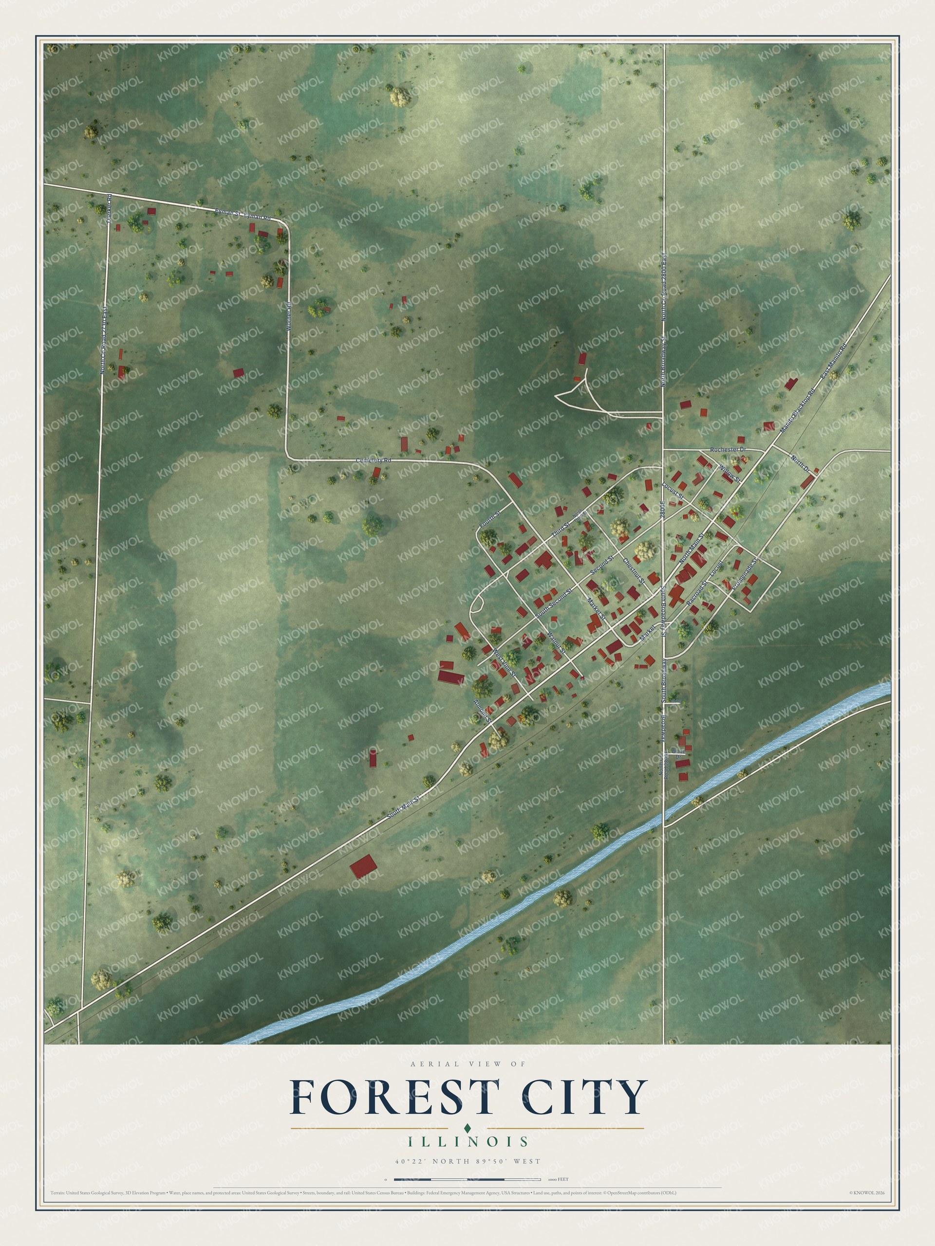 Watermarked full-map preview of Forest City, Illinois