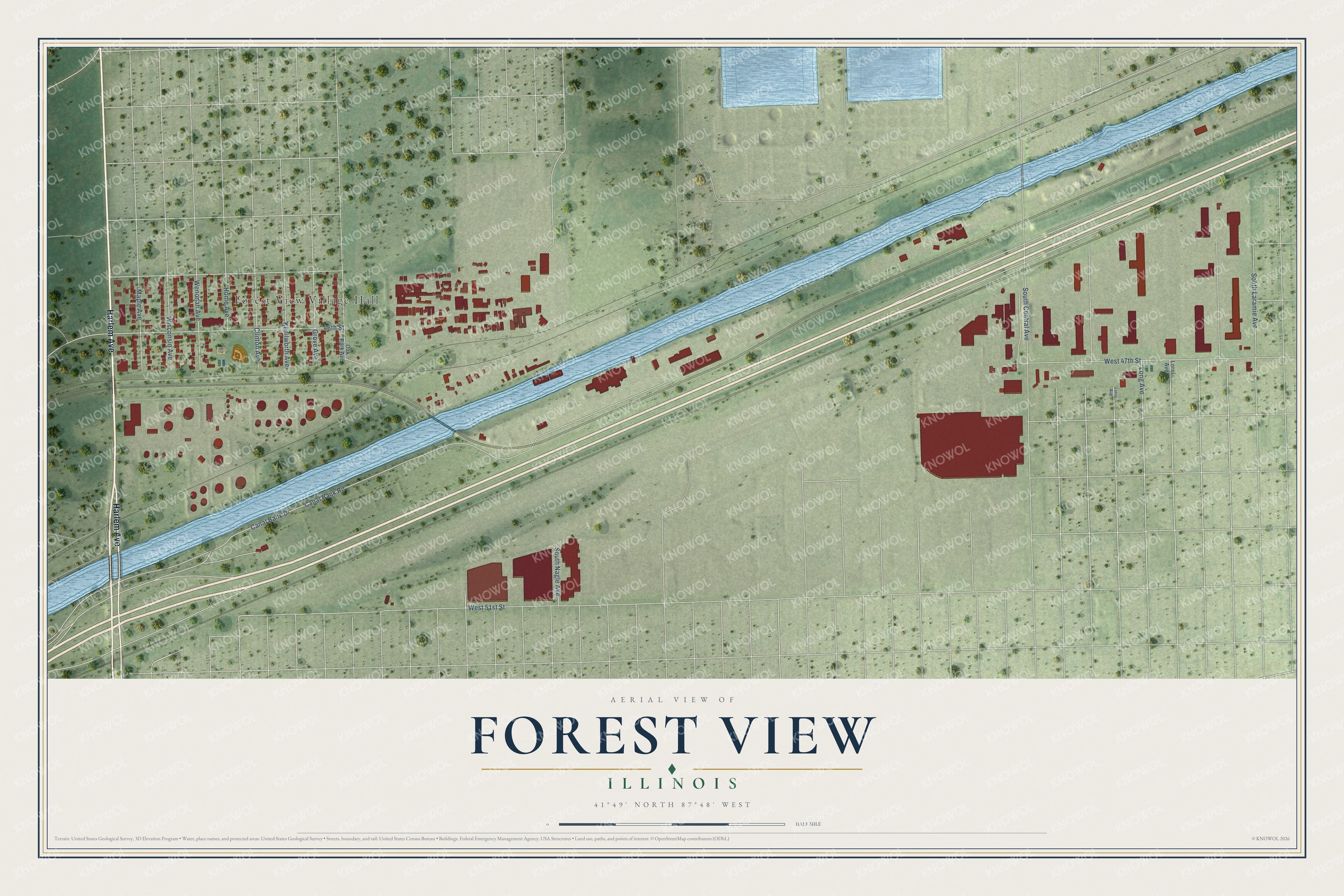 Watermarked full-map preview of Forest View, Illinois