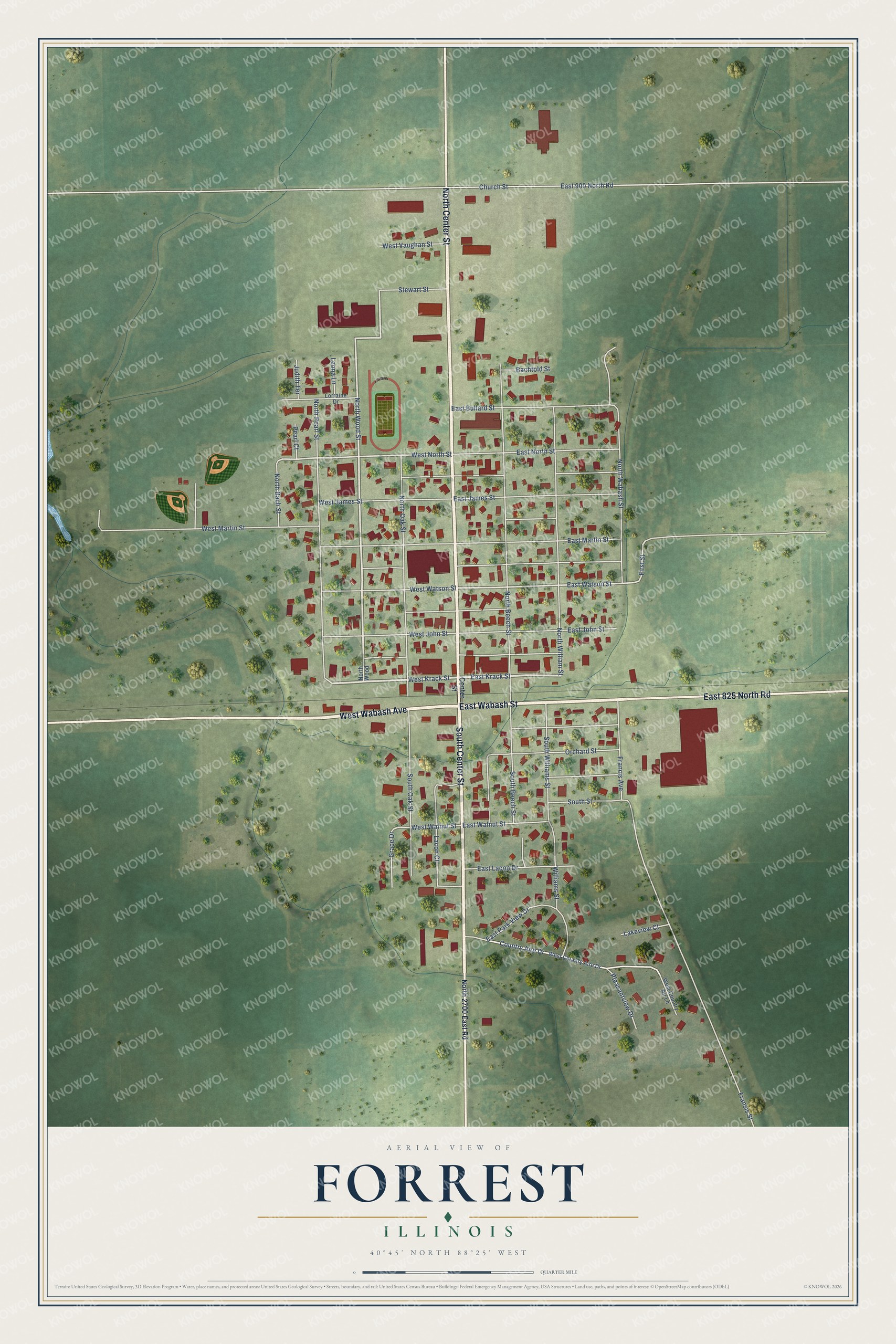 Watermarked full-map preview of Forrest, Illinois