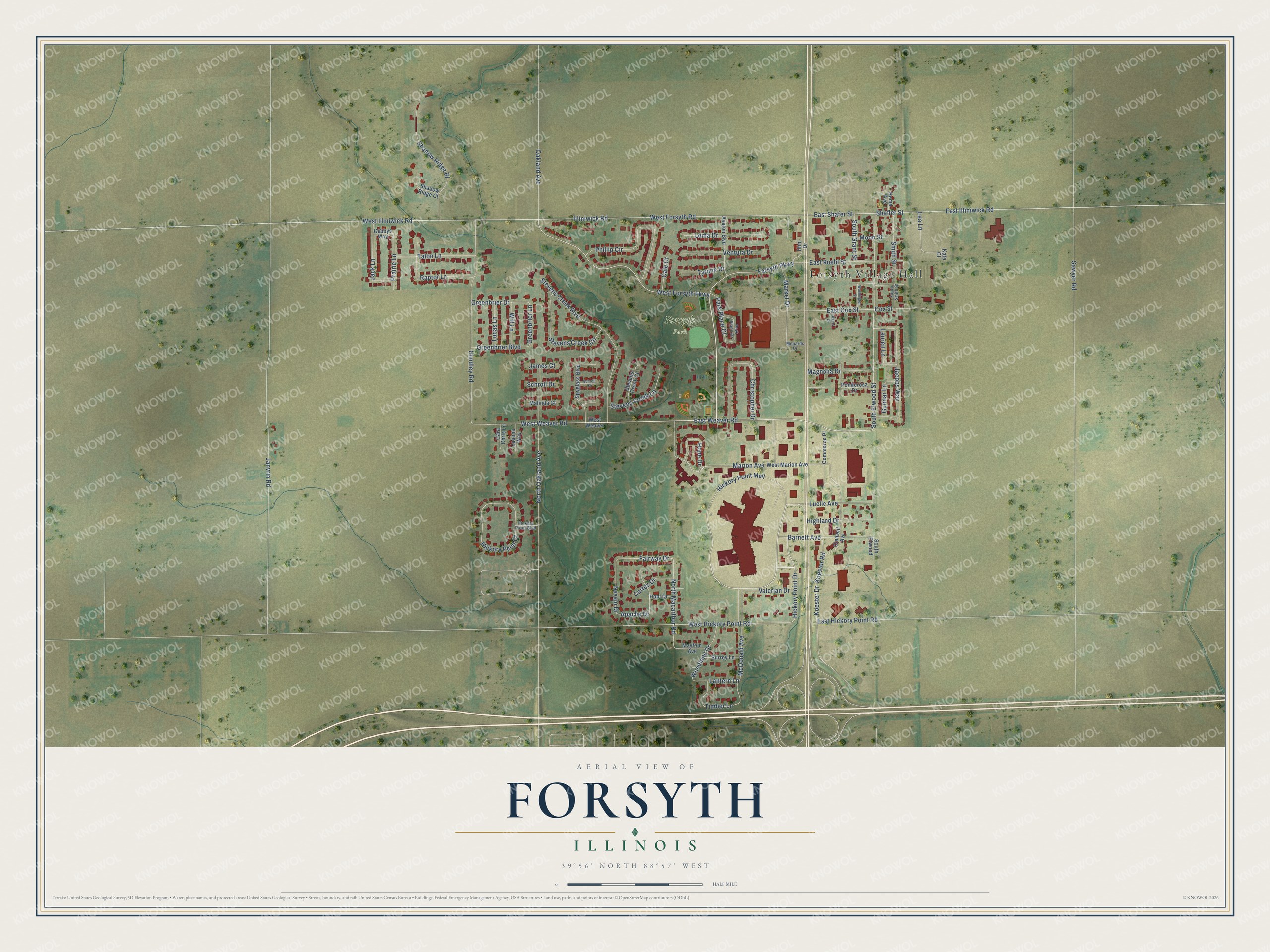Watermarked full-map preview of Forsyth, Illinois