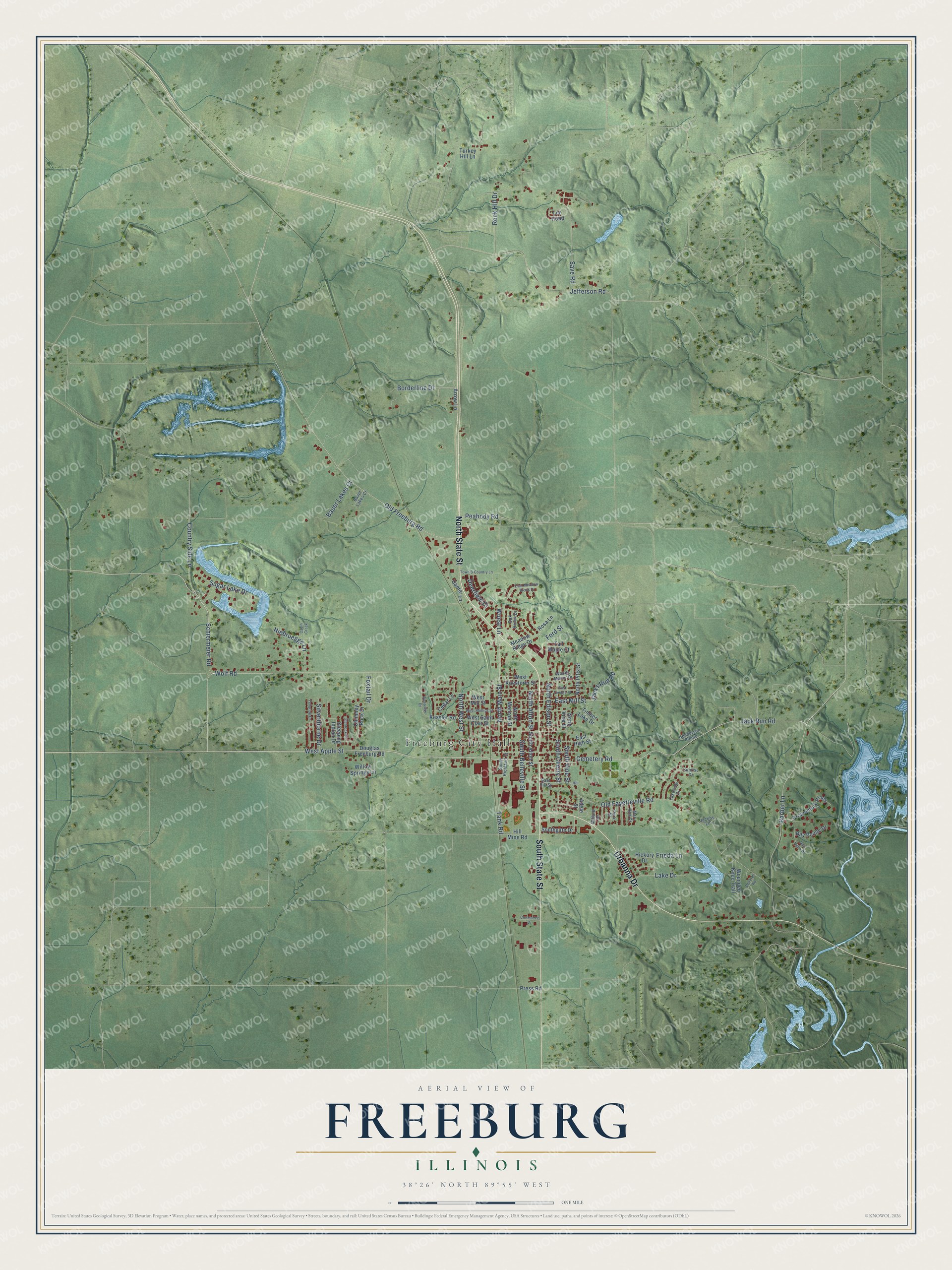 Watermarked full-map preview of Freeburg, Illinois
