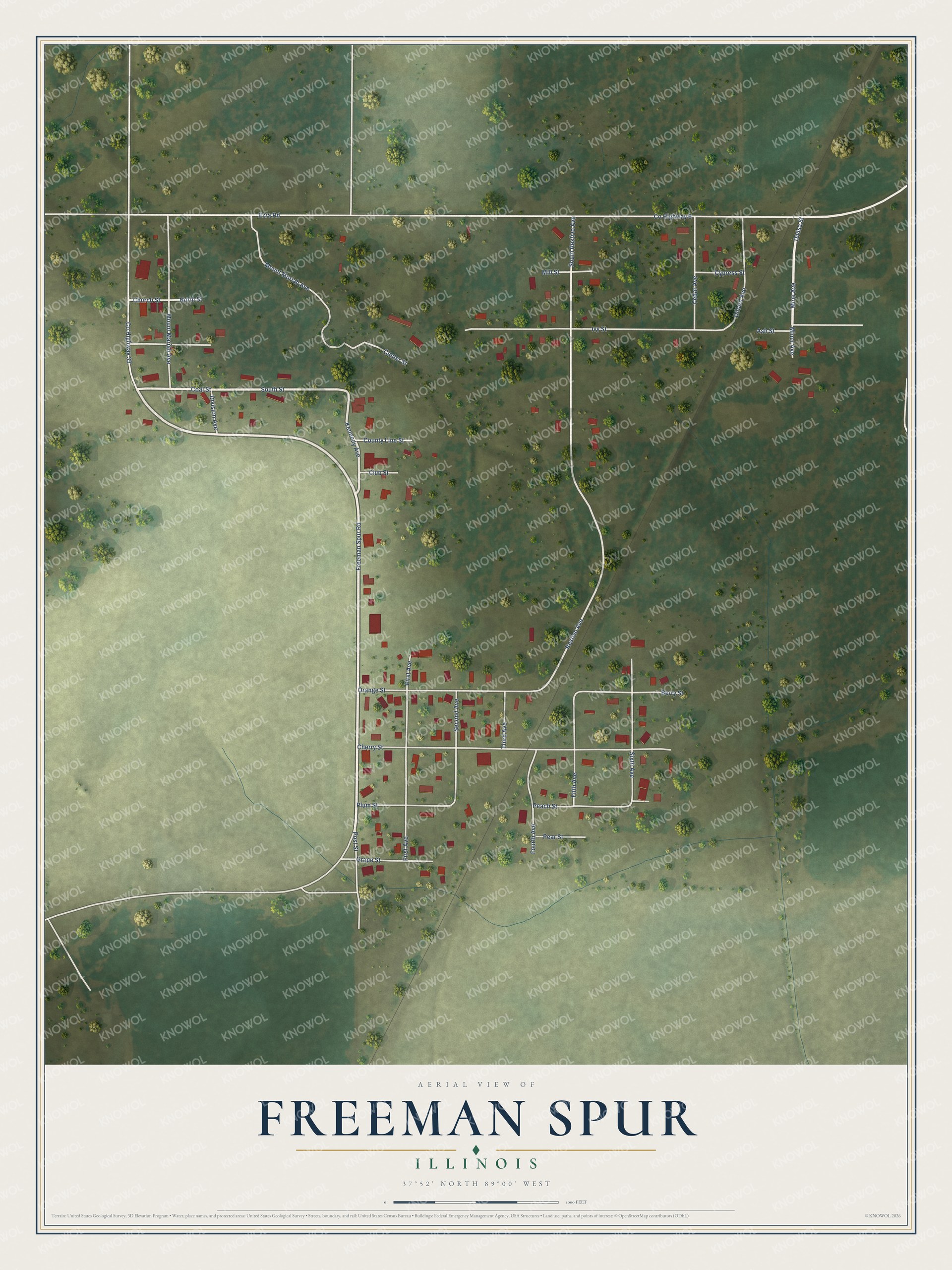 Watermarked full-map preview of Freeman Spur, Illinois