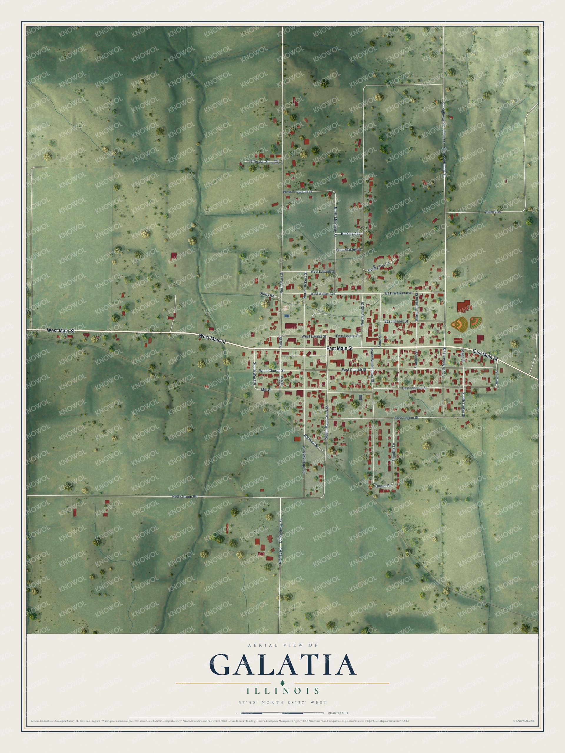 Watermarked full-map preview of Galatia, Illinois