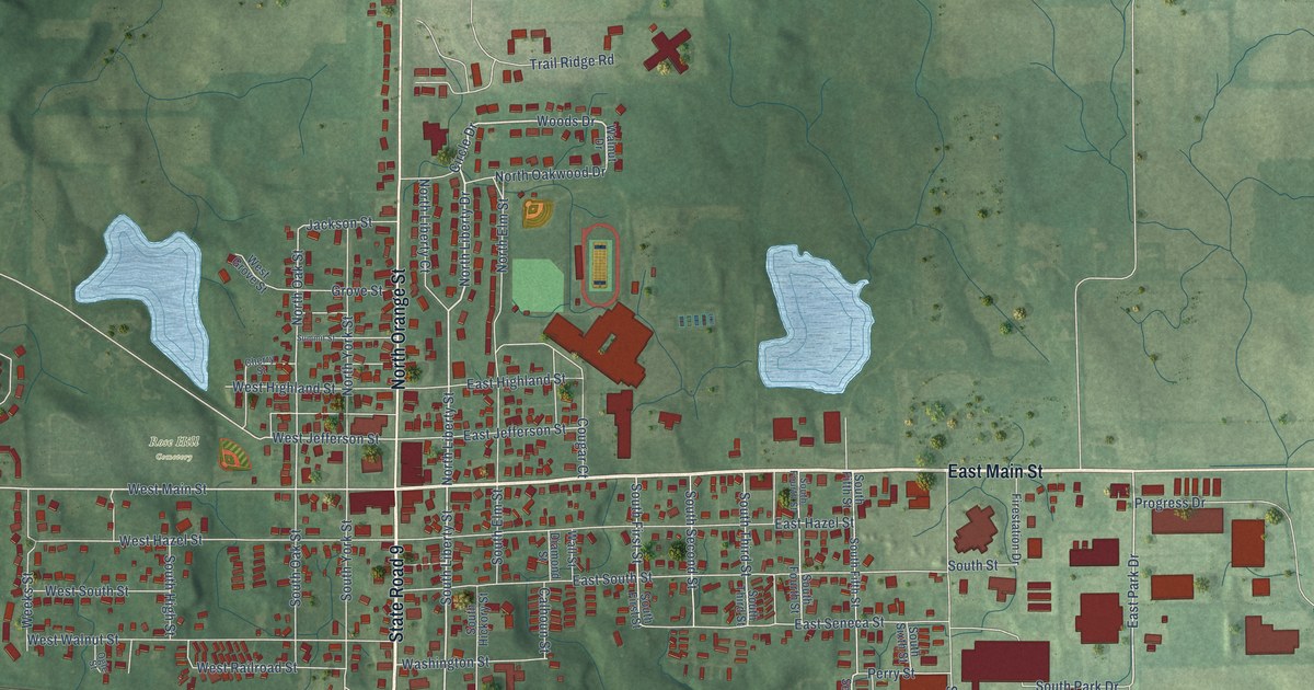 Map of Albion, Indiana in 2026