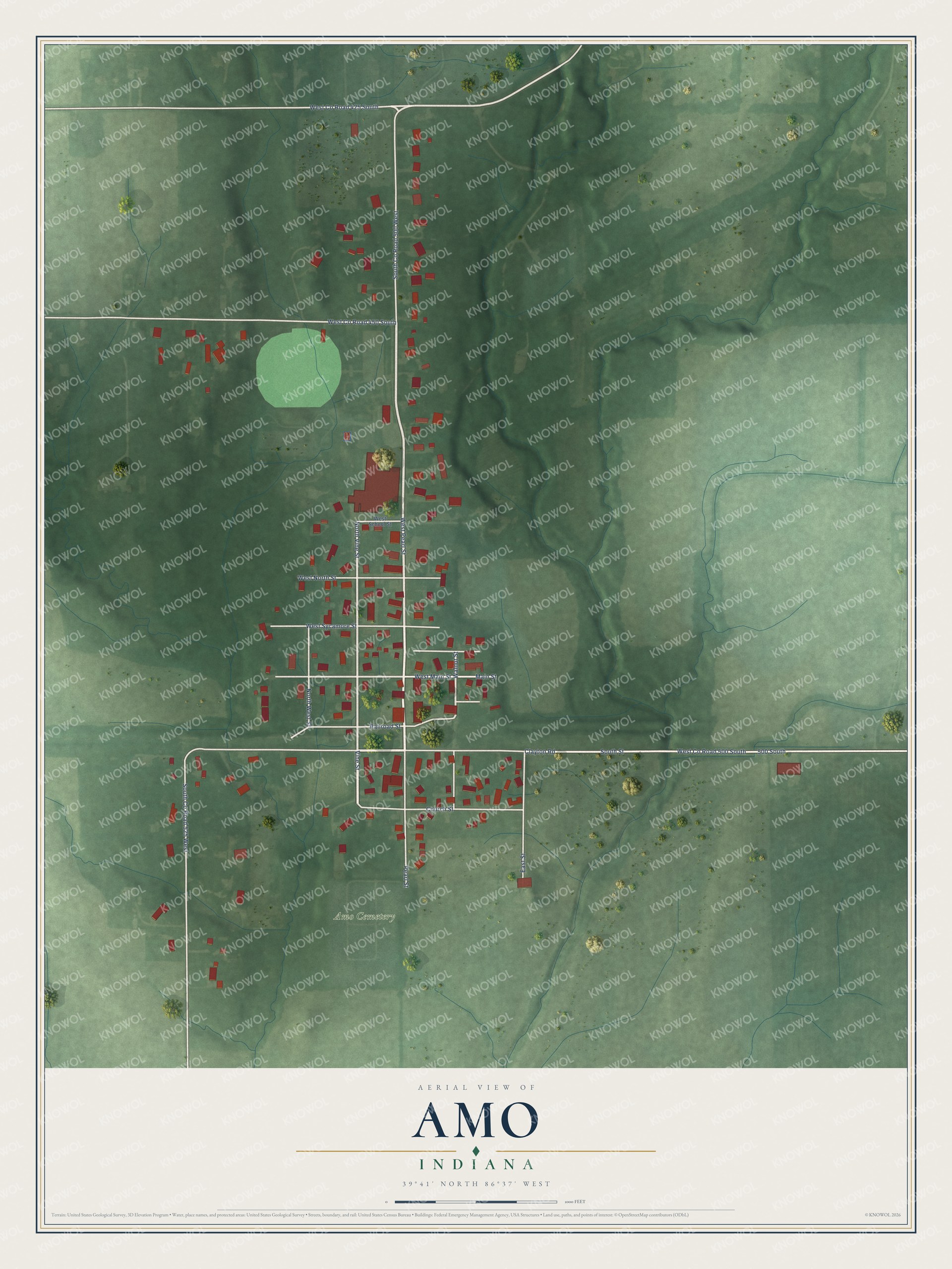 Watermarked full-map preview of Amo, Indiana