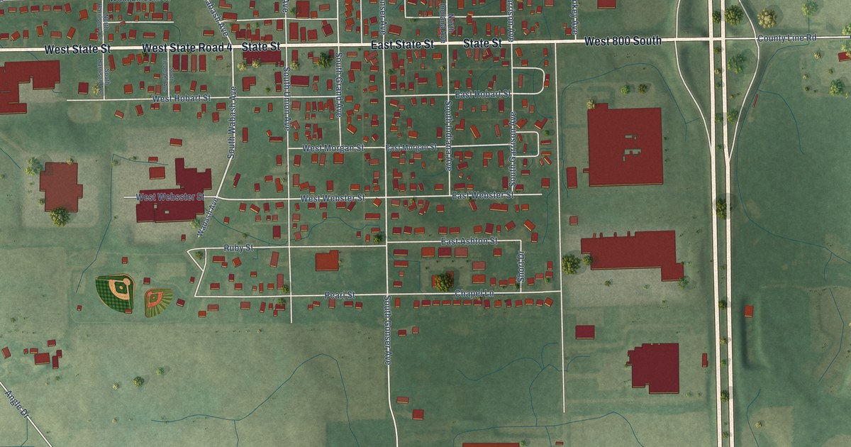 Map of Ashley, Indiana in 2026