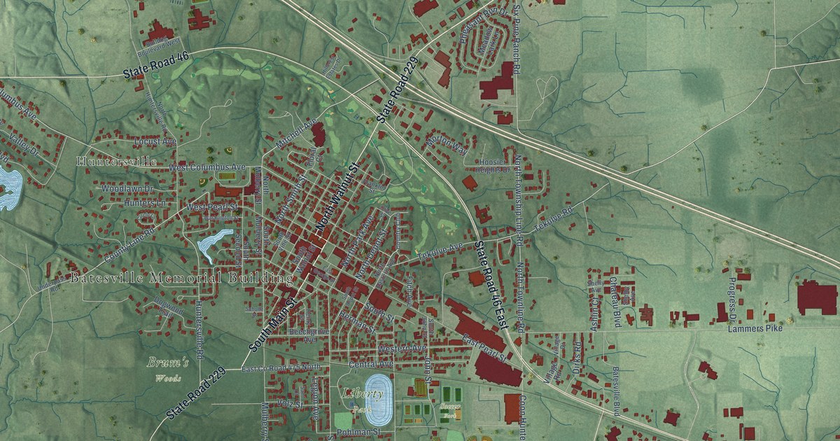 Map of Batesville, Indiana in 2026