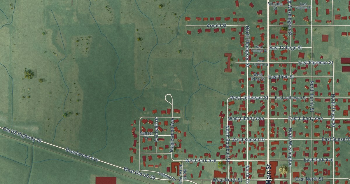 Map of Bourbon, Indiana in 2026