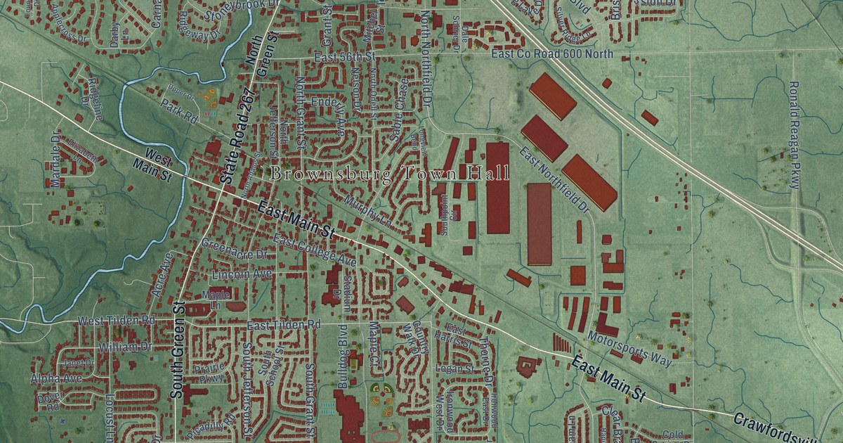 Map of Brownsburg, Indiana in 2026