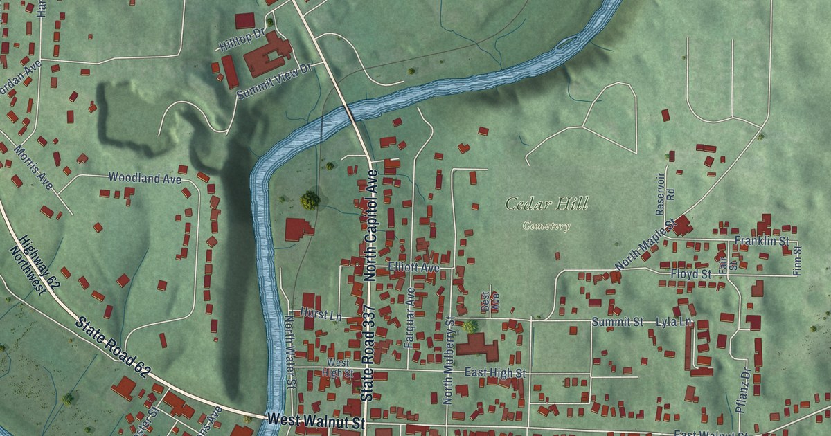 Map of Corydon, Indiana in 2026