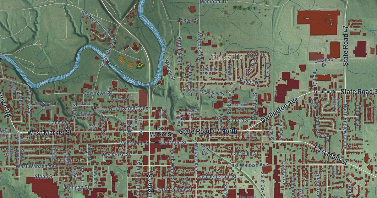 Map of Crawfordsville, Indiana in 2026