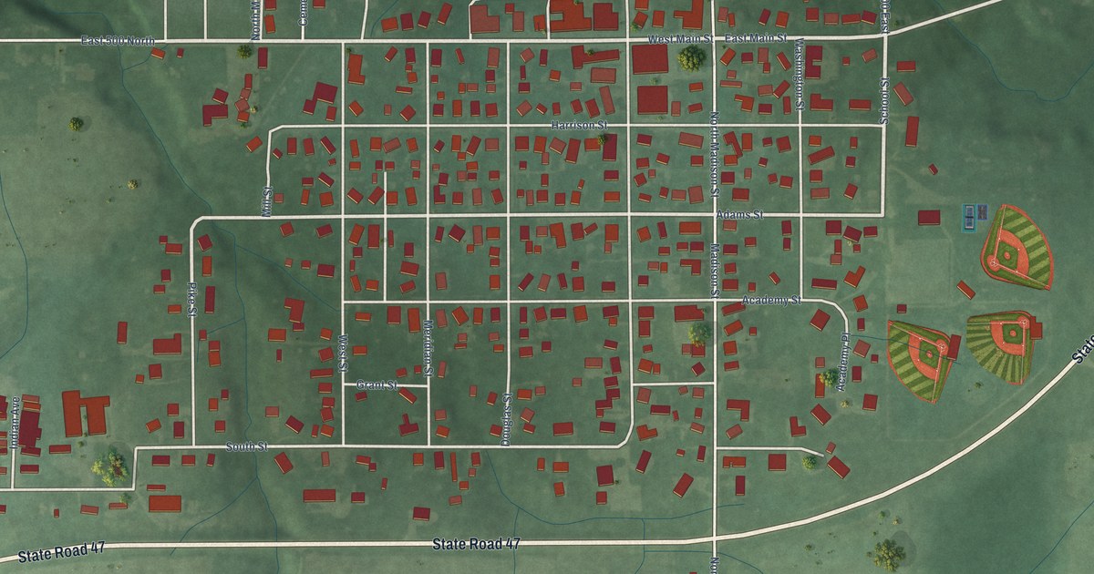 Map of Darlington, Indiana in 2026