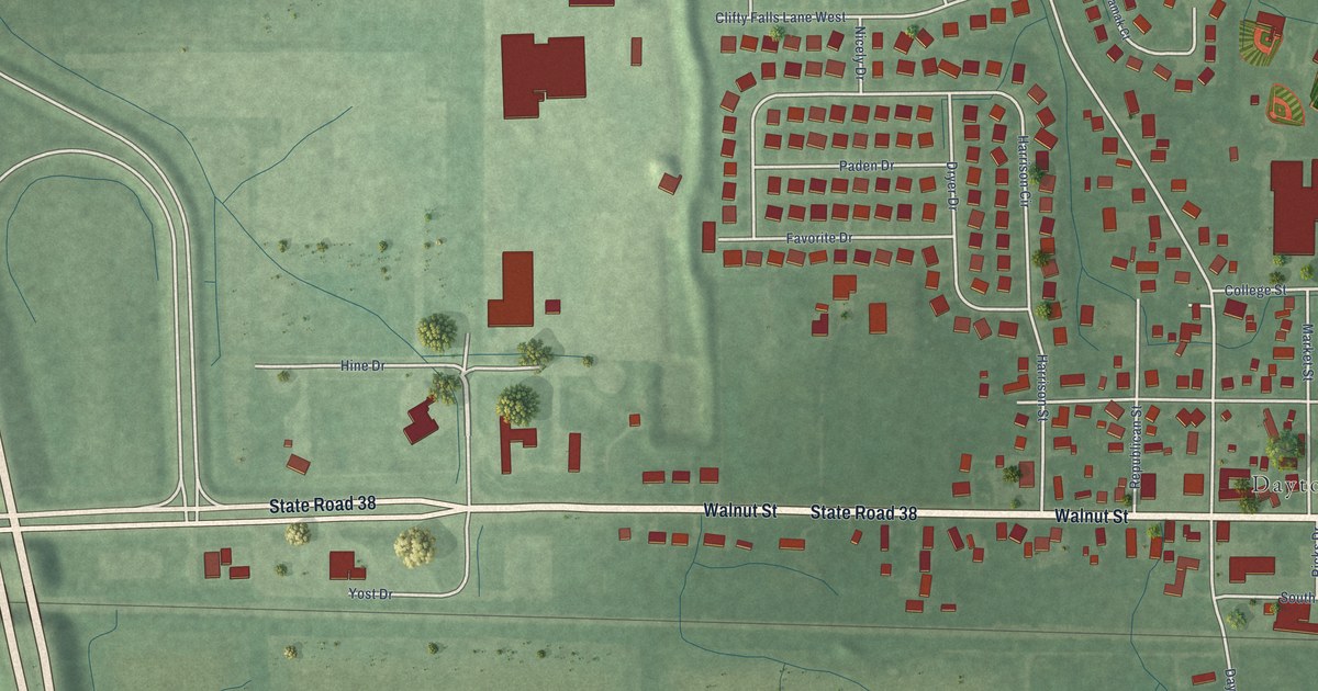 Map of Dayton, Indiana in 2026