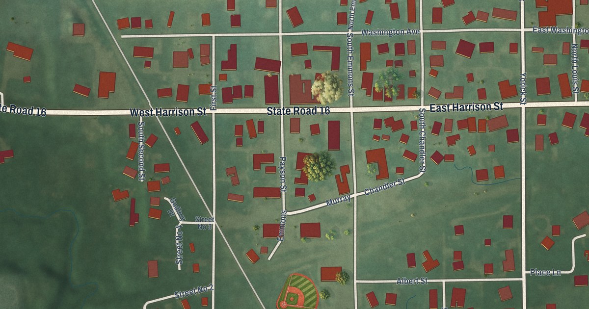 Map of Denver, Indiana in 2026