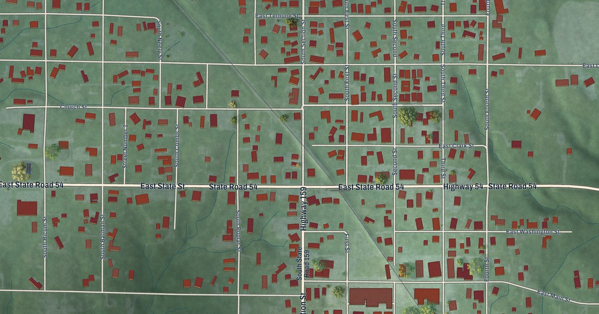 Map of Dugger, Indiana in 2026