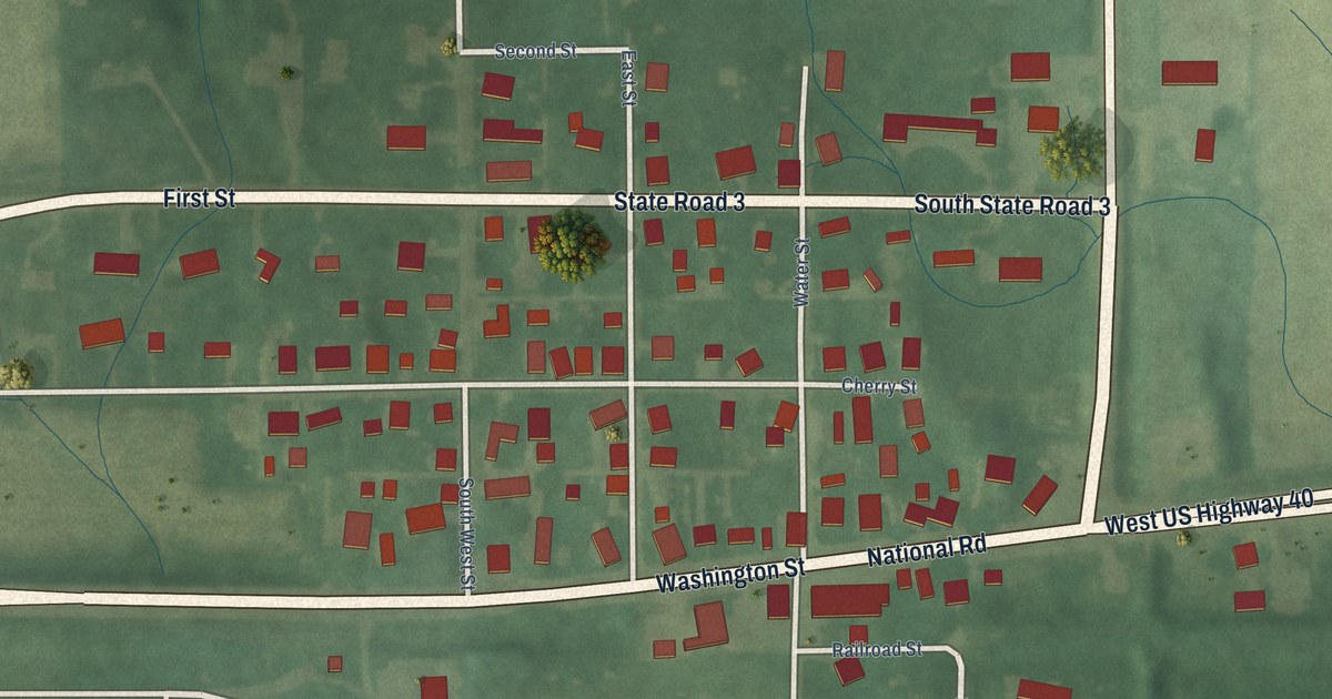 Map of Dunreith, Indiana in 2026