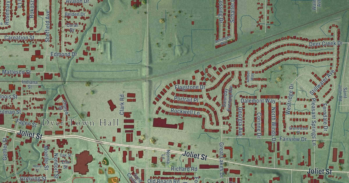Map of Dyer, Indiana in 2026