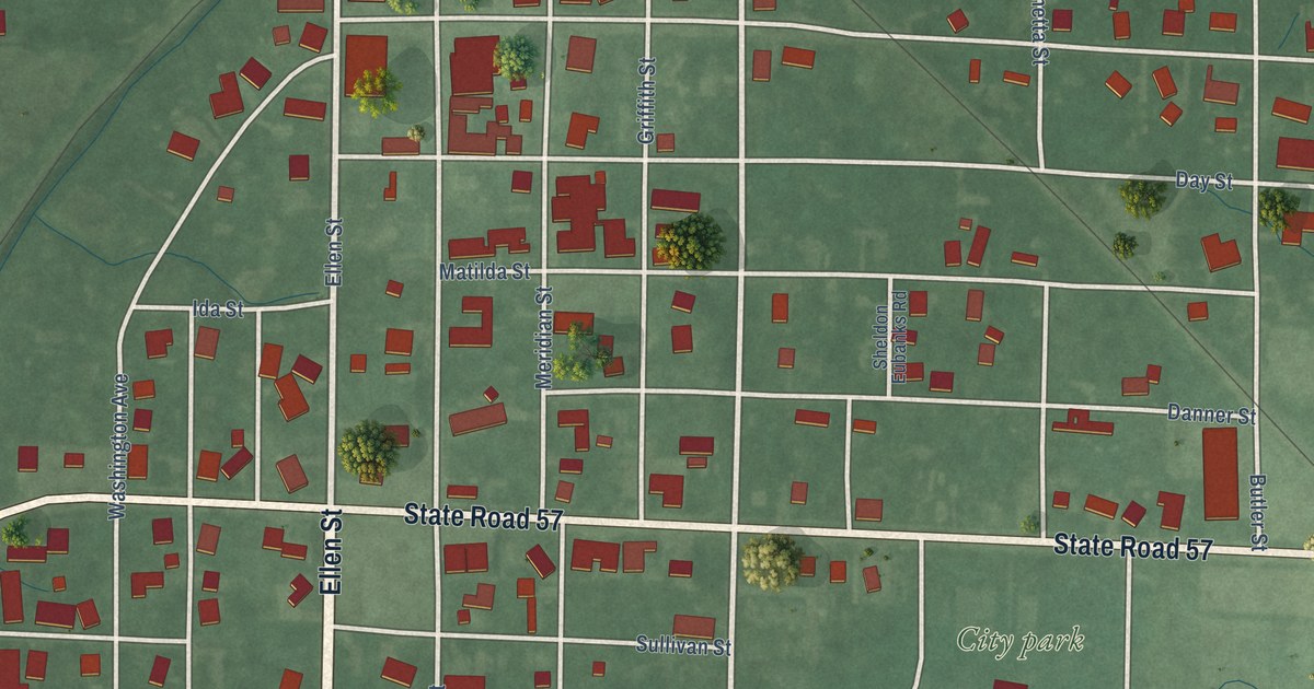 Map of Elnora, Indiana in 2026