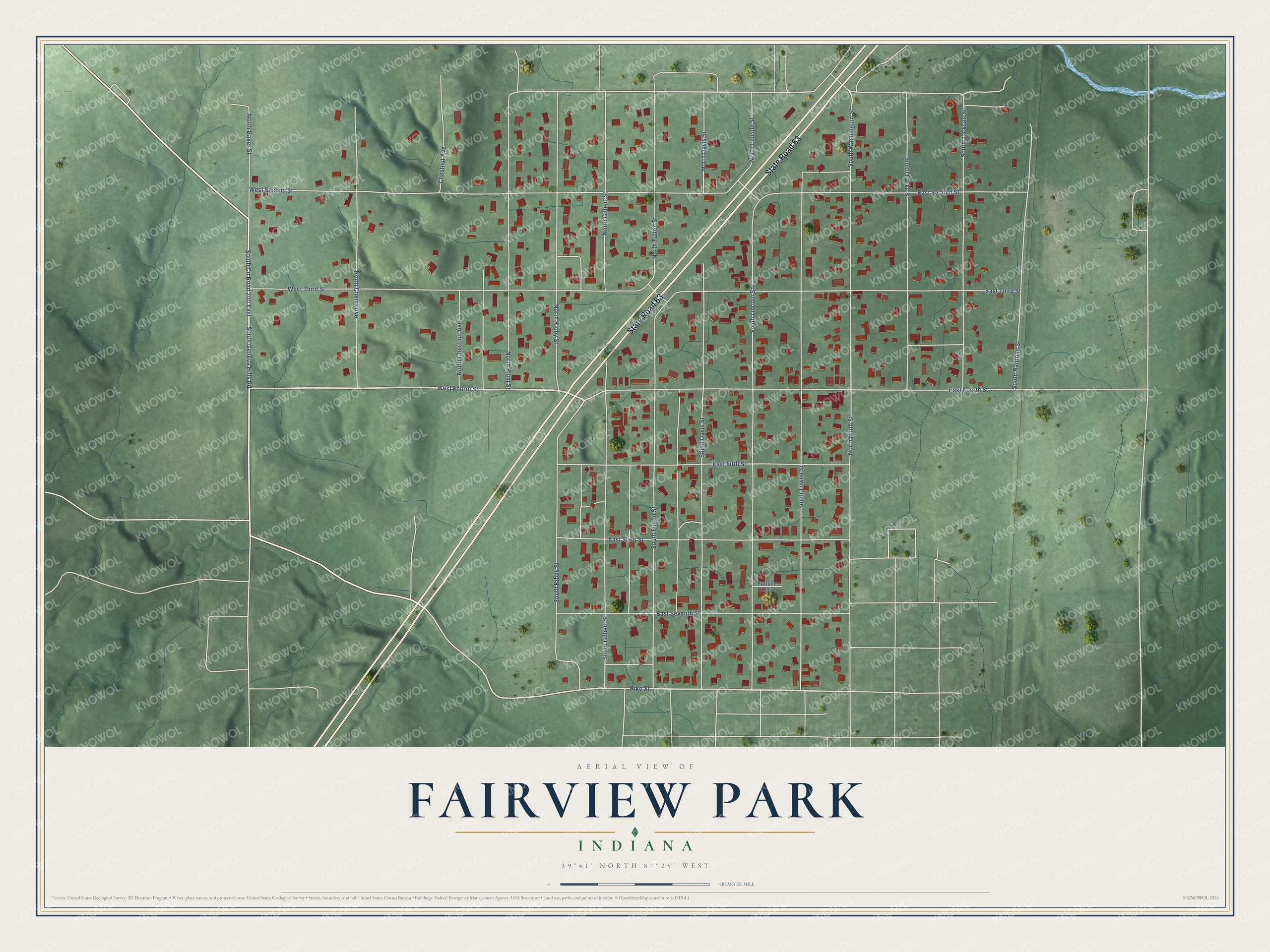 Watermarked full-map preview of Fairview Park, Indiana