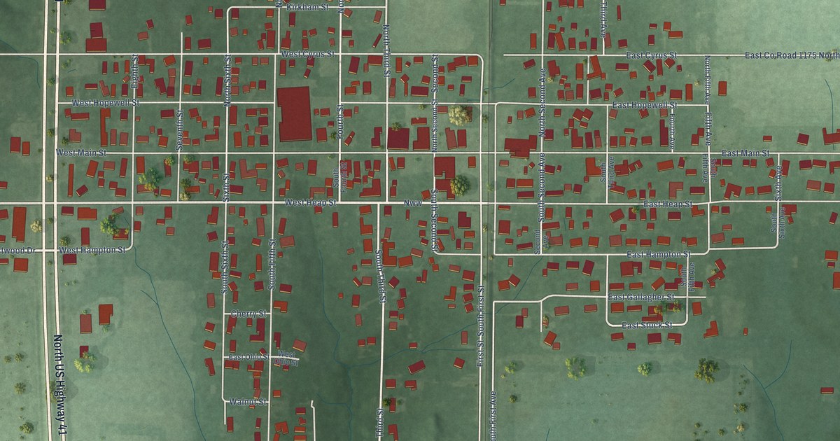 Map of Farmersburg, Indiana in 2026