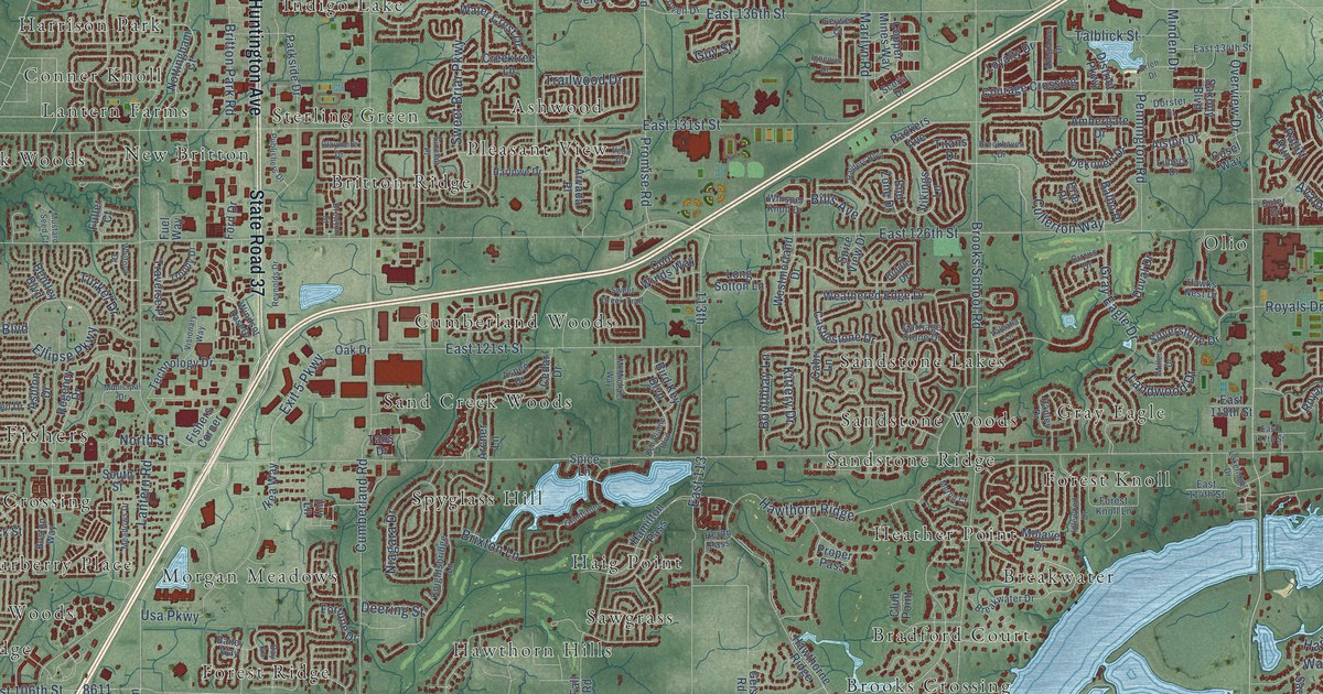 Map of Fishers, Indiana in 2026