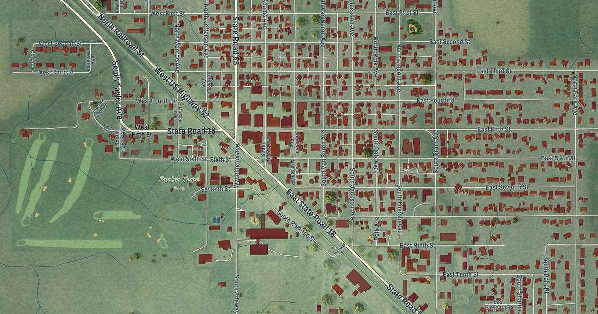 Map of Fowler, Indiana in 2026