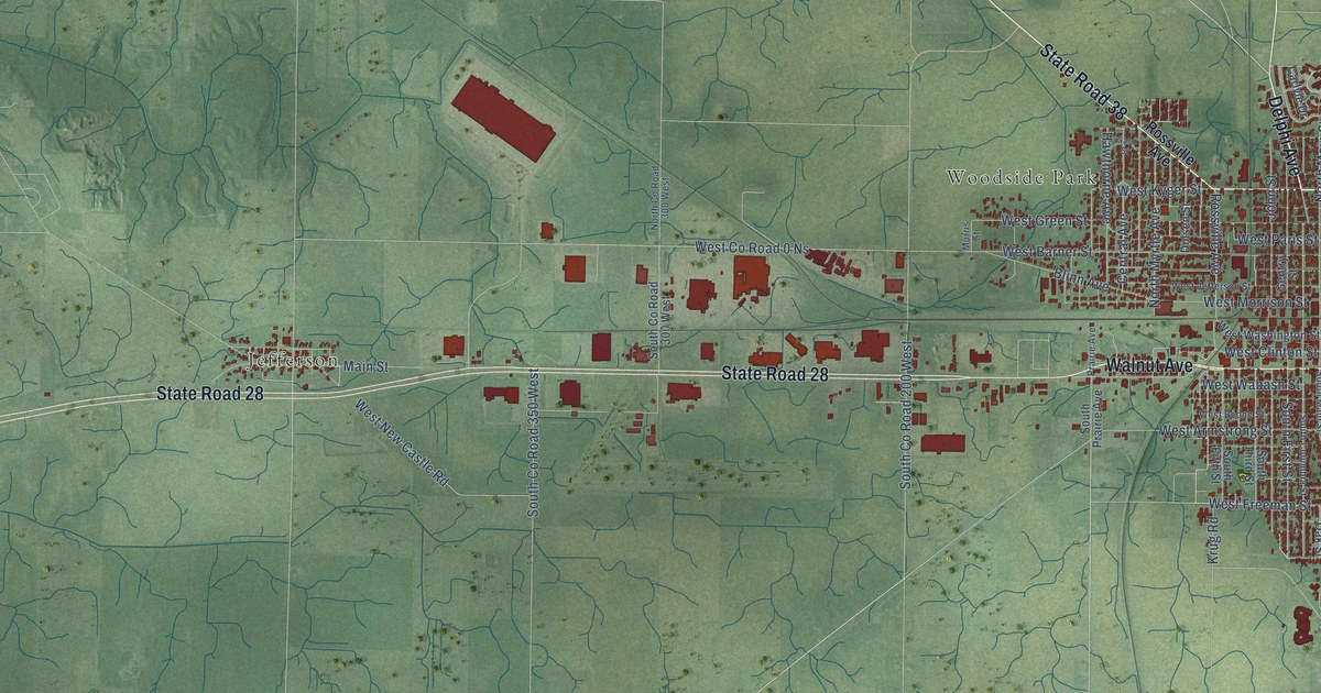 Map of Frankfort, Indiana in 2026
