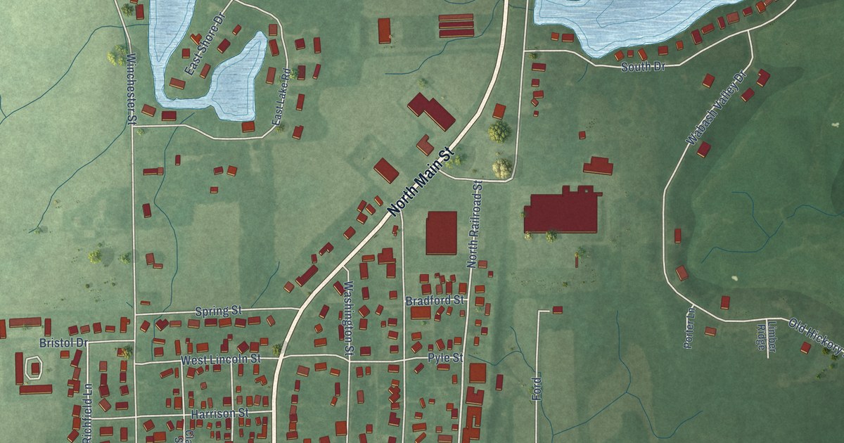 Map of Geneva, Indiana in 2026
