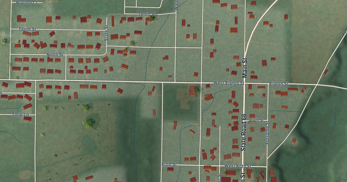 Map of Grandview, Indiana in 2026