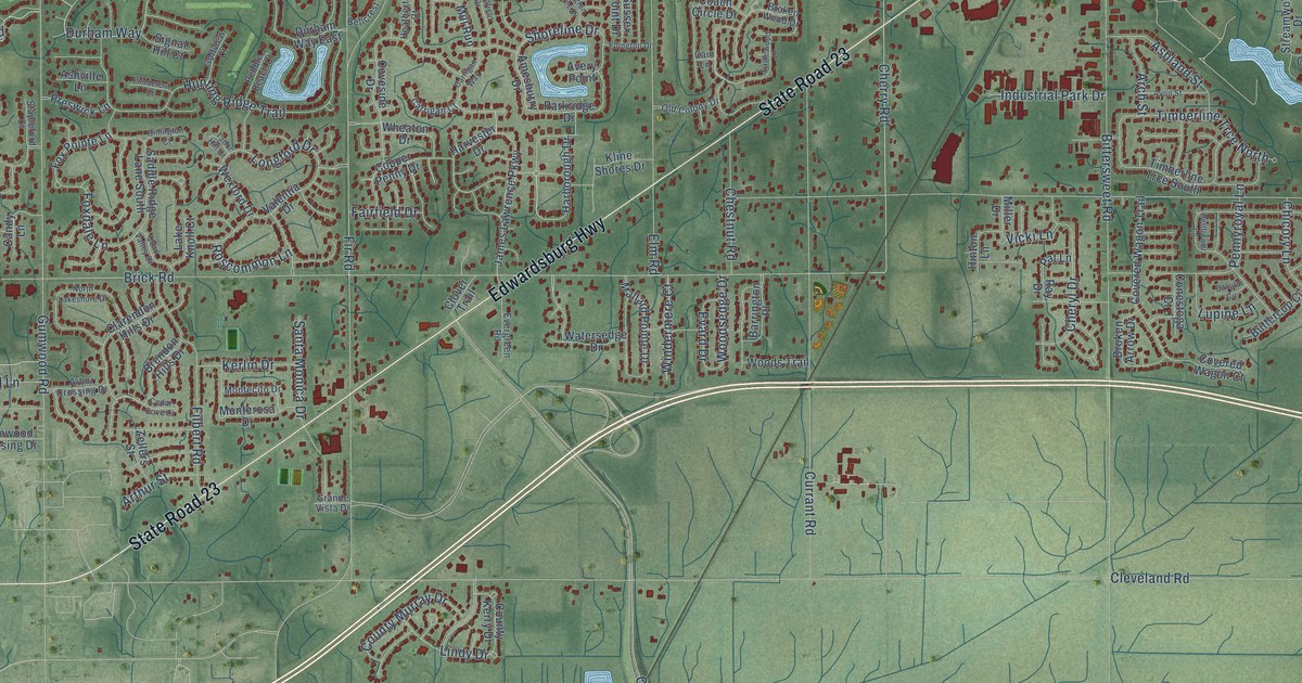 Map of Granger, Indiana in 2026