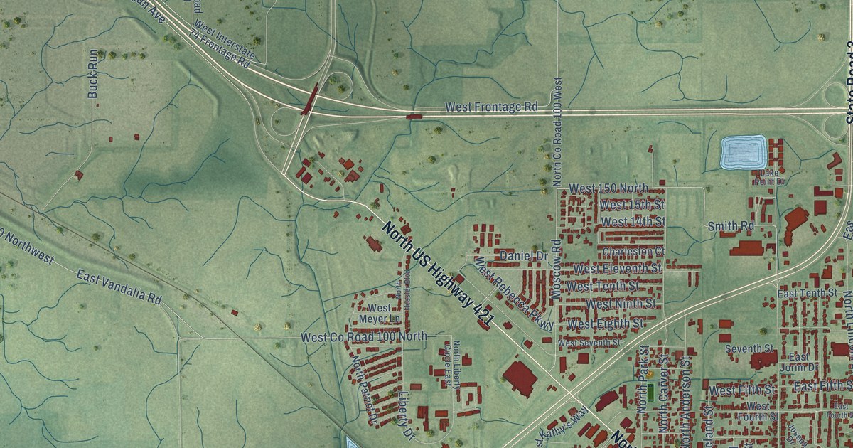Map of Greensburg, Indiana in 2026