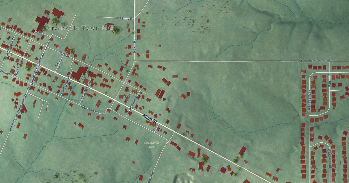 Map of Greenville, Indiana in 2026
