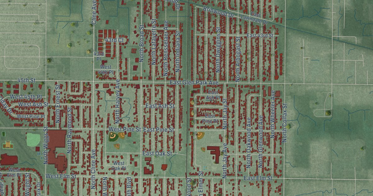 Map of Griffith, Indiana in 2026