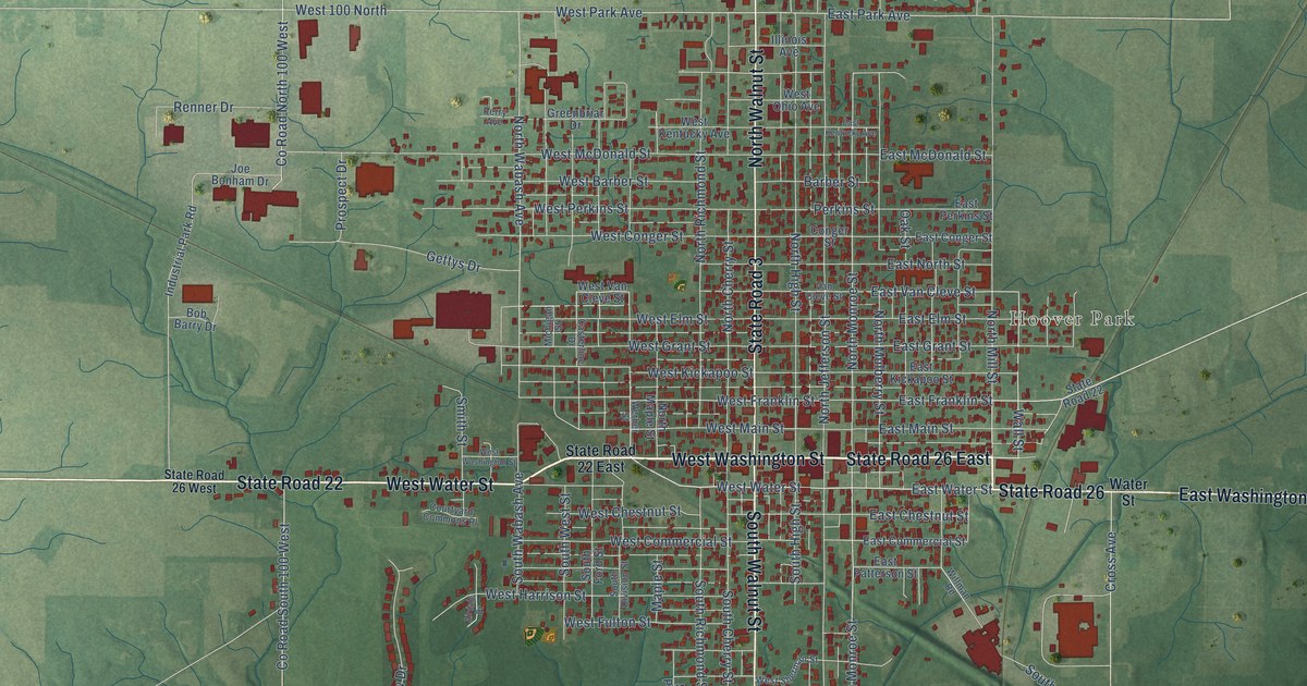 Map of Hartford City, Indiana in 2026