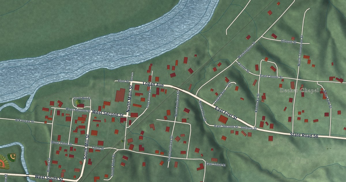 Map of Hazleton, Indiana in 2026