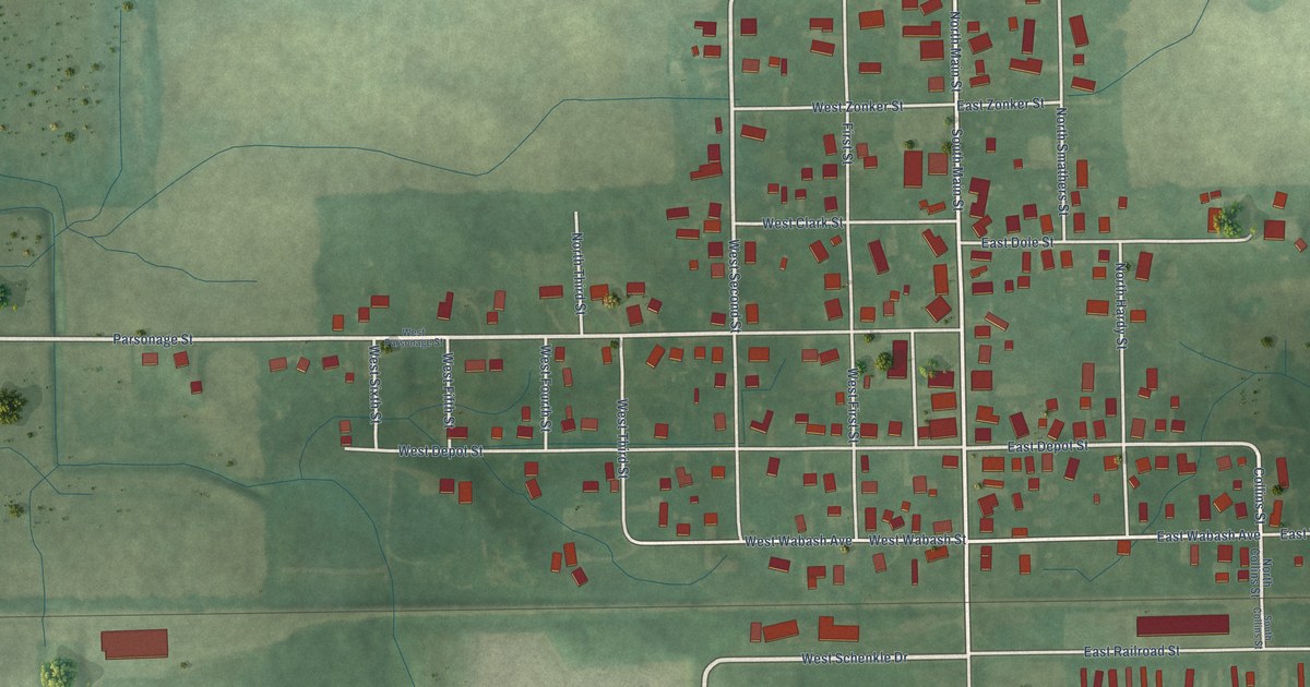 Map of Hudson, Indiana in 2026