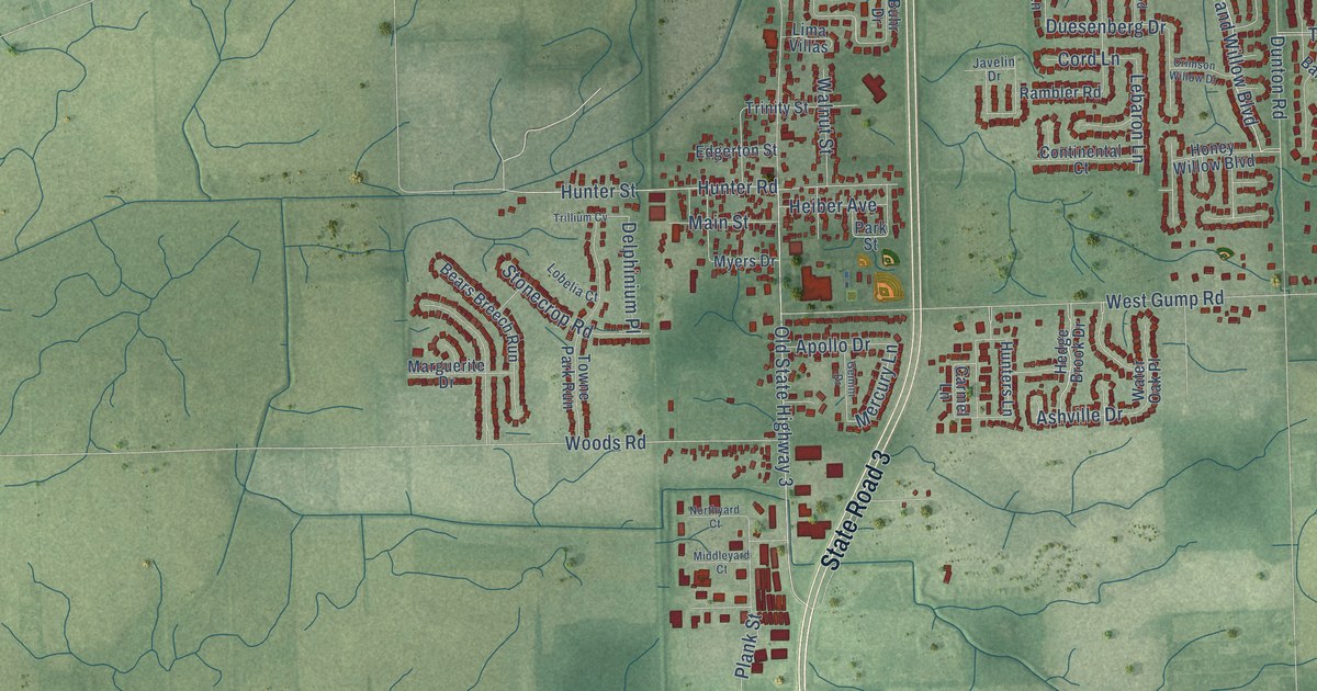Map of Huntertown, Indiana in 2026