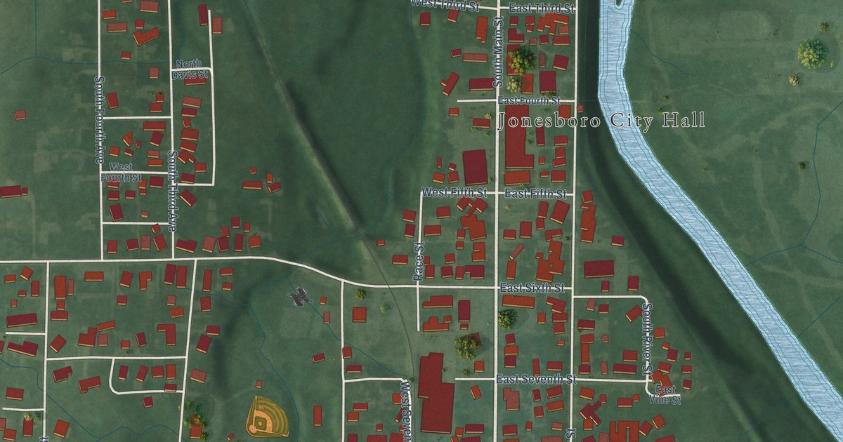 Map of Jonesboro, Indiana in 2026