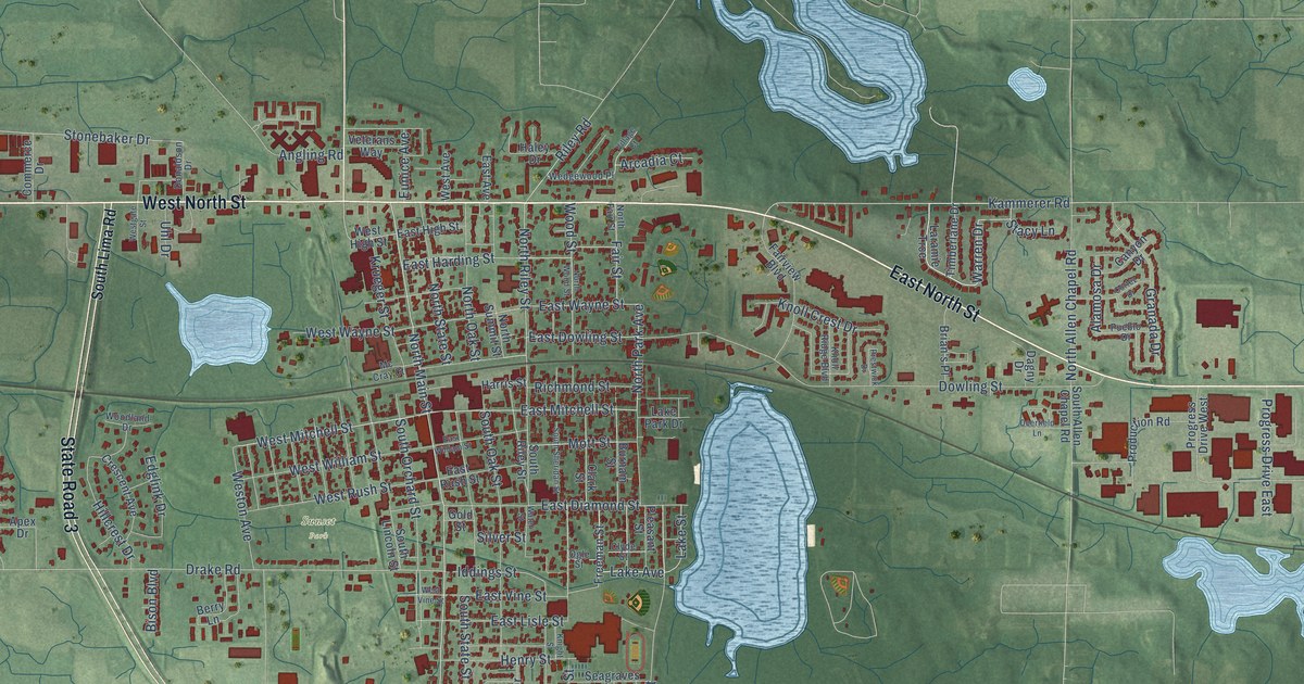 Map of Kendallville, Indiana in 2026