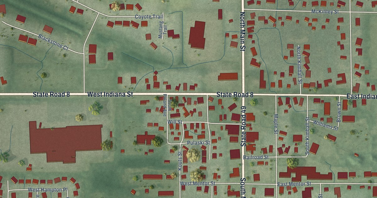 Map of Kouts, Indiana in 2026