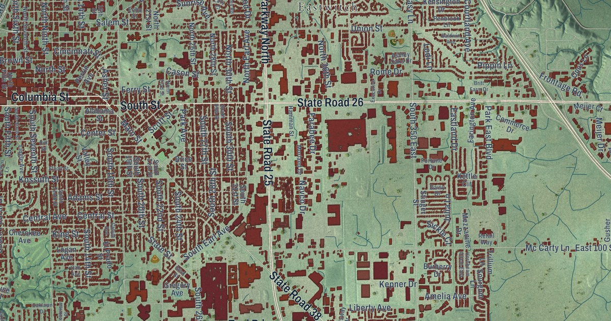 Map of Lafayette, Indiana in 2026