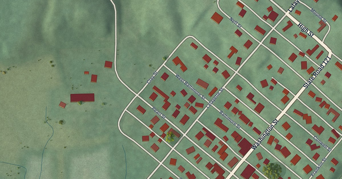 Map of Laurel, Indiana in 2026