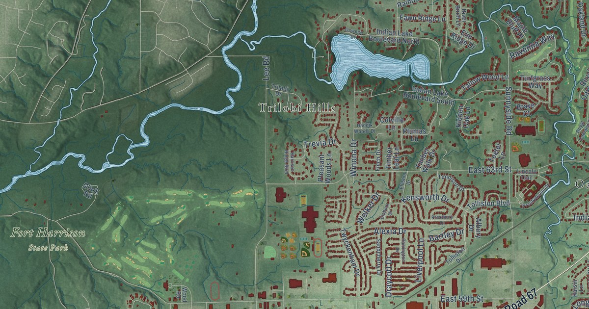 Map of Lawrence, Indiana in 2026