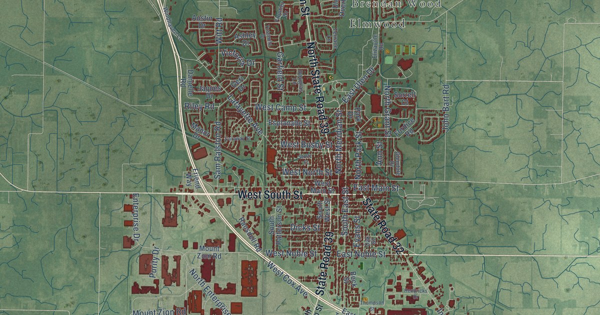 Map of Lebanon, Indiana in 2026