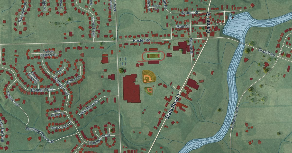 Map of Leo-Cedarville, Indiana in 2026
