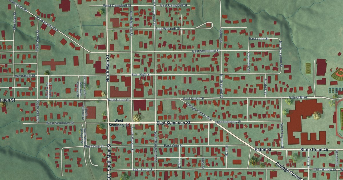 Map of Liberty, Indiana in 2026