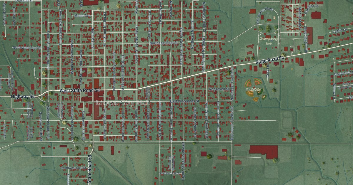 Map of Linton, Indiana in 2026