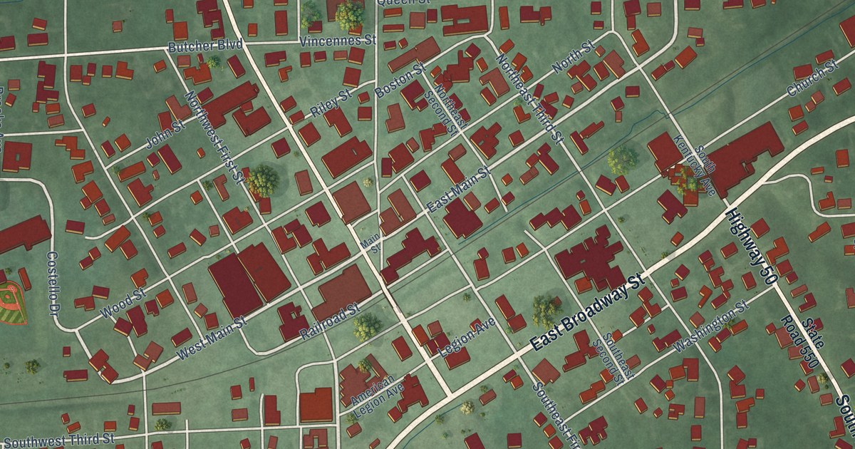 Map of Loogootee, Indiana in 2026