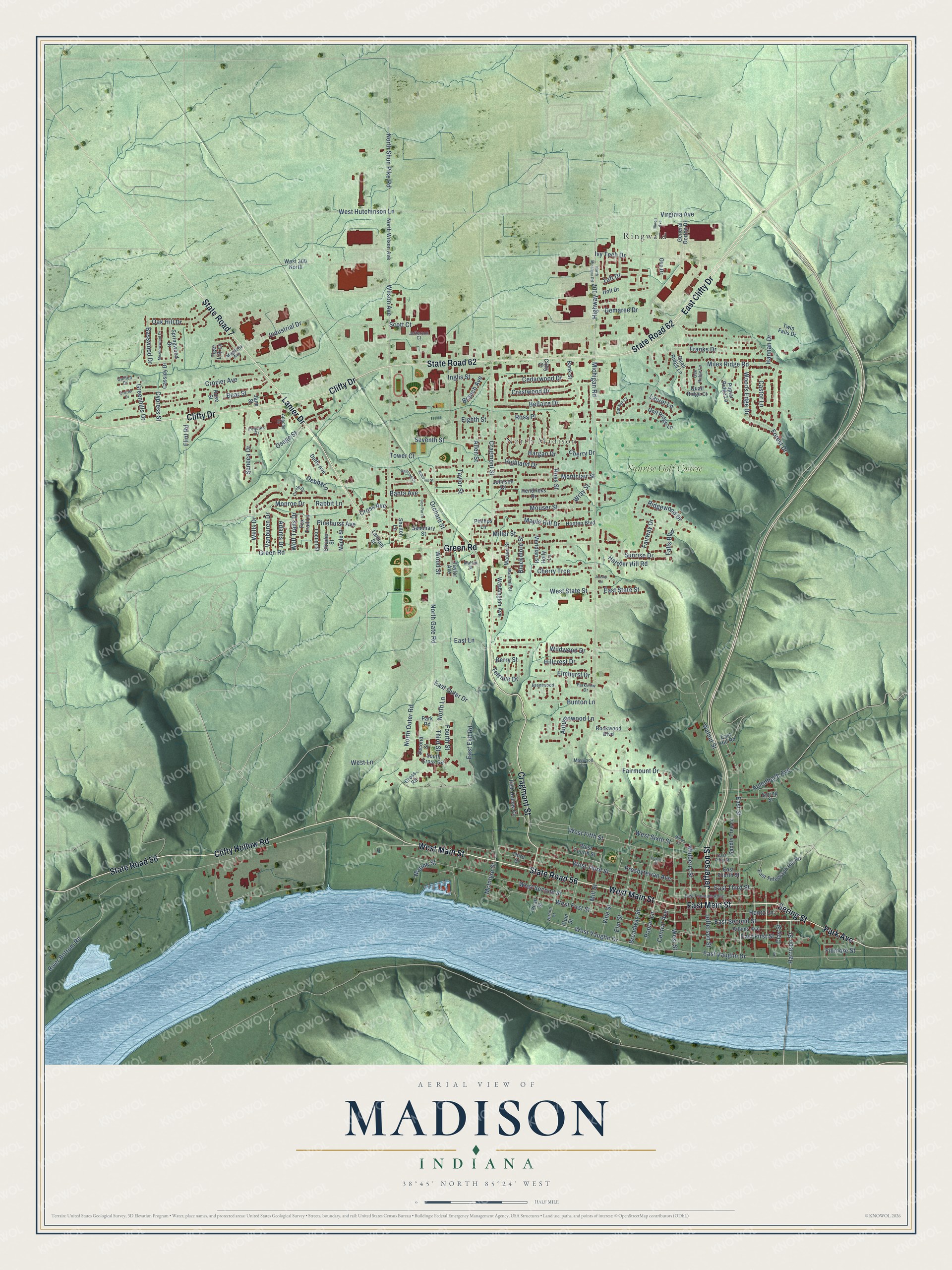 Watermarked full-map preview of Madison, Indiana